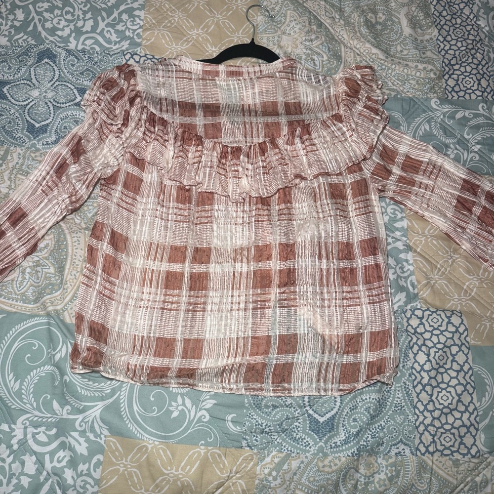 LoveShackFancy Plaid Ruffle Button-Up Blouse - Picture 5 of 6